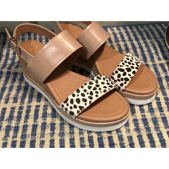NWOB Crevo Animal Platform Cork Wedge Sandals - Picture 1 of 10